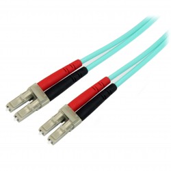 Cable de Fibra Óptica Patch de 10Gb Multimodo 50/125 Dúplex LSZH LC a LC de 1m - Aqua