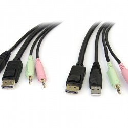 6ft 4-in-1 USB DisplayPort KVM Switch Cable w/ Audio & Microphone