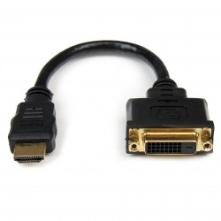 Adaptador de 20cm HDMI a DVI - DVI-D Hembra - HDMI Macho - Cable Conversor de Vídeo - Negro