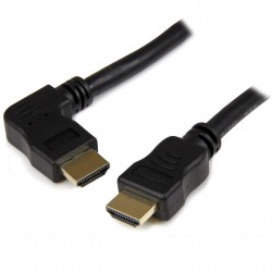 Cable HDMI de alta velocidad 2m - 2x HDMI Macho Ultra HD 4k x 2k - Acodado en Ángulo a la Izquierda Negro
