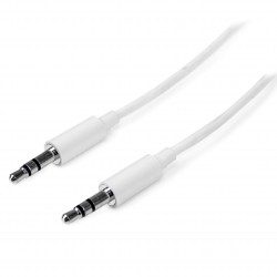 Cable 1m 1 metro Slim Delgado de Audio Estéreo Mini Jack Plug 3,5mm - Blanco - Macho a Macho