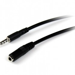 Cable de 1m de Extensión Alargador de Auriculares Headset Mini-Jack 3,5mm 4 pines Macho a Hembra