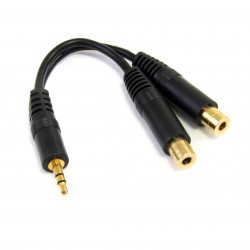Cable 15cm Audio Splitter Divisor de Auriculares Mini-Jack 3,5mm Estéreo Macho a 2x Hembra