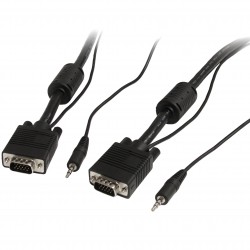 Cable de 10m Coaxial VGA de Alta Resolución para Monitor de Vídeo HD15 Macho a Macho con Audio