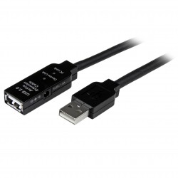 Cable de Extensión Alargador de 20m USB 2.0 Alta Velocidad Activo Amplificado - Macho a Hembra USB A - Negro