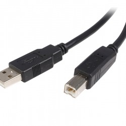 Cable USB de 1m para Impresora - 1x USB A Macho - 1x USB B Macho - Adaptador Negro
