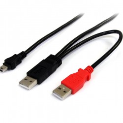 6 ft USB Y Cable for External Hard Drive - USB A to mini B