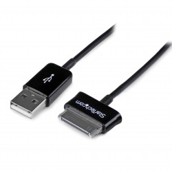 Cable Adaptador 3m Conector Dock USB para Samsung Galaxy Tab - Negro - USB A Macho