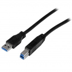 Cable Certificado 1m USB 3.0 Super Speed USB B Macho a USB A Macho Adaptador para Impresora - Negro