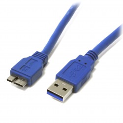 Cable Adaptador USB 3.0 Super Speed USB A Macho a Micro USB B Macho de 30cm - Azul