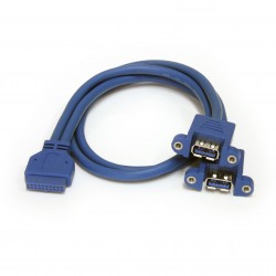 2 Port Panel Mount USB 3.0 Cable - USB A to Motherboard Header Cable F/F