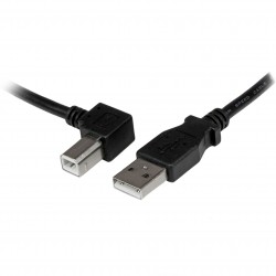 Cable Adaptador USB 1m para Impresora Acodado - 1x USB A Macho - 1x USB B Macho en Ángulo Izquierdo
