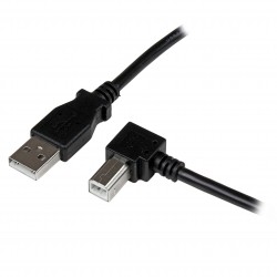 Cable Adaptador USB 1m para Impresora Acodado - 1x USB A Macho - 1x USB B Macho en Ángulo Derecho