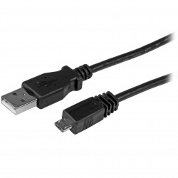 Cable de 50cm Micro USB B a USB A Cargador para Teléfono Móvil Datos USB 2.0 - Macho a Macho - Negro