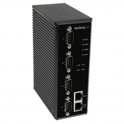 4 Port Industrial RS-232 / 422 / 485 Serial to IP Ethernet Device Server - PoE-Powered - 2x 10/100Mbps Ports