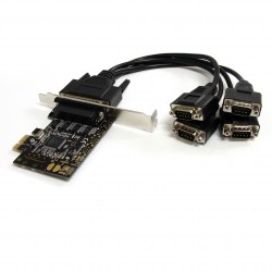 Tarjeta Adaptadora PCI Express PCIe de 4 Puertos Serie con Cable Multiconector RS232 Serial