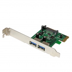 Tarjeta PCI Express de 2 Puertos USB 3.0 SuperSpeed con UASP y Alimentación SATA - Adaptador Interno
