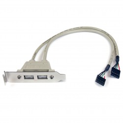 Cabezal Bracket Perfil Bajo de 2 puertos USB 2.0 con conexión a Placa Base 2x IDC5 - Low Profile