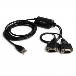 Cable 1,8m USB a 2 Puertos Serie Serial RS232 DB9 Retención del Puerto de Asignación COM