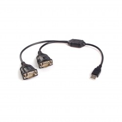 Cable Adaptador de 0,3m USB a 2 puertos Serie Serial RS232 DB9