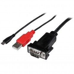 Micro USB to RS232 DB9 Serial Adapter Cable for Android with USB Charging - M/M