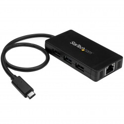 Concentrador USB 3.0 de 3 Puertos con USB-C y Ethernet Gigabit - Con Adaptador de Alimentación