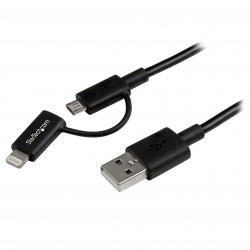 Cable de 1m Apple Lightning o Micro USB a USB - Negro