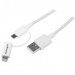 Cable Adaptador de 1m Apple Lightning o Micro USB a USB - Blanco