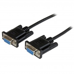 Cable de 1m Nulo de Módem Serie RS232 DB9 - Hembra a Hembra - Color Negro