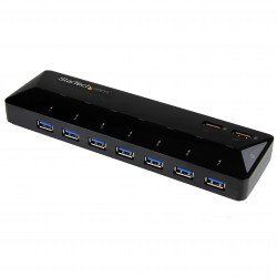 Concentrador USB 3.0 de 7 Puertos - Ladrón con Puertos de Carga y Sincronización - Hub con 2 Puertos de 2,4A