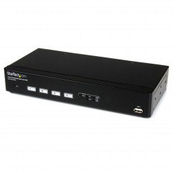 Switch Conmutador KVM de 4 Puertos DVI con Tecnología de Conmutado Rápido (DDM) y Cables