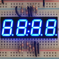 Blue 7-segment clock display