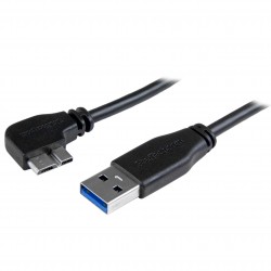 Cable delgado de 1m Micro USB 3.0 acodado a la izquierda a USB A