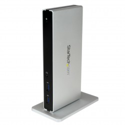 Base de Conexión Universal USB 3.0 para Laptop con DVI Doble y Gigabit Ethernet con Adaptadores HDMI VGA
