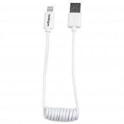 Lightning to USB Cable - Coiled - 0.3m (1ft), White