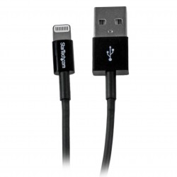 Cable de 1m USB a Conector Apple Lightning Delgado de 8 Pines para iPod Pad iPhone - Negro