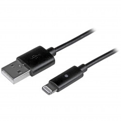 Cable 1m Lightning con LED Indicador de Carga a USB para iPod iPhone iPad - Negro