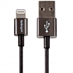 Cable Premium USB a Lightning de 1m con Conectores de Metal - Negro