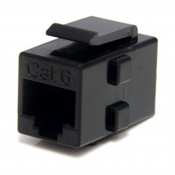 Caja de Empalme Acoplador Keystone Cable Cat5 Ethernet UTP - 2x Hembra RJ45 - Negro